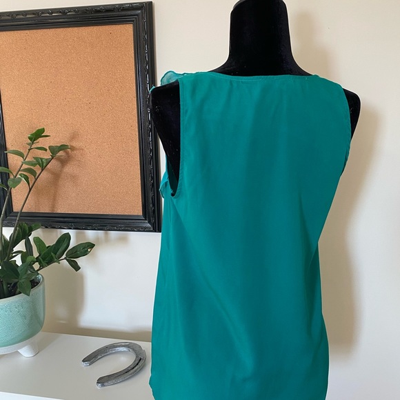 Flowy Asymmetrical Teal Blouse - Picture 3 of 6